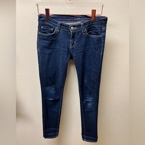 kate spade navy skinny jeans with subtle whiskering